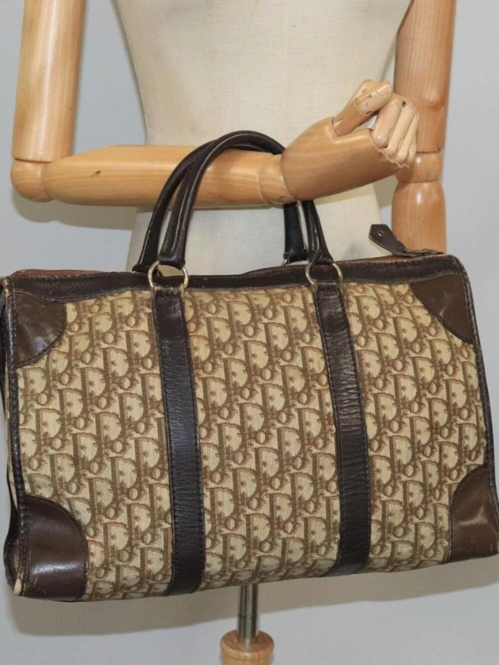 Christian Dior Trotter Canvas Boston Bag Brown Auth 105123 - Picture 16 of 16